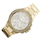 Michael Kors Camille Silver Diamonds Dial Gold Steel Strap Watch for Women - MK5756
