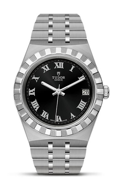 Tudor Royal Automatic Black Dial Silver Steel Strap Watch for Men - M28600-0003