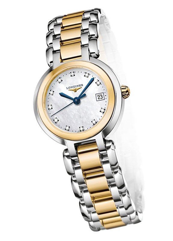 Longines PrimaLuna Quartz Diamonds Mother of Pearl Dial Two Tone Steel Strap Watch for Women - L8.110.5.93.6