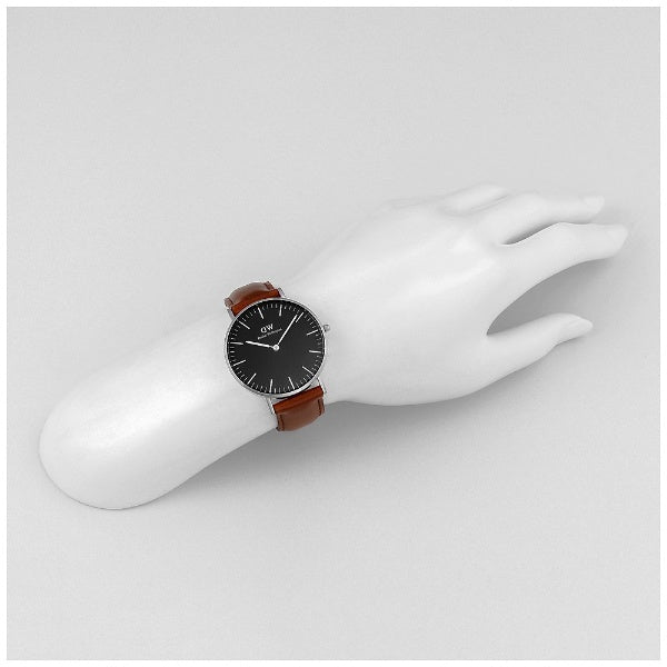 Daniel Wellington Classic Durham Black Dial Brown Leather Strap Watch For Women - DW00100142