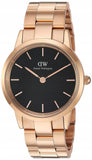 Daniel Wellington Iconic Link Black Dial Rose Gold Steel Strap Watch for Women - DW00100212