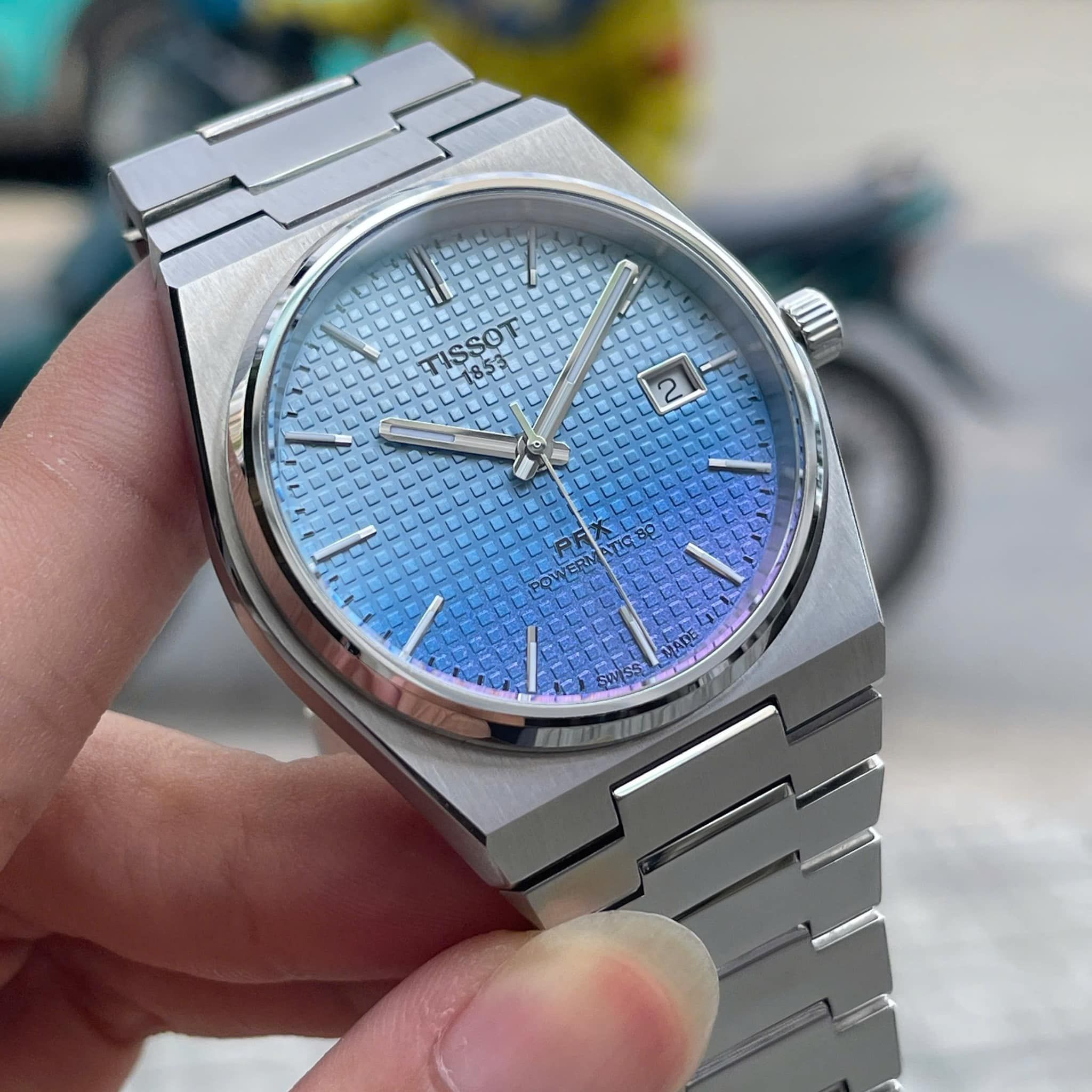 Tissot PRX Powermatic 80 Gradient Blue Dial Silver Steel Strap Watch for Men - T137.407.11.351.01