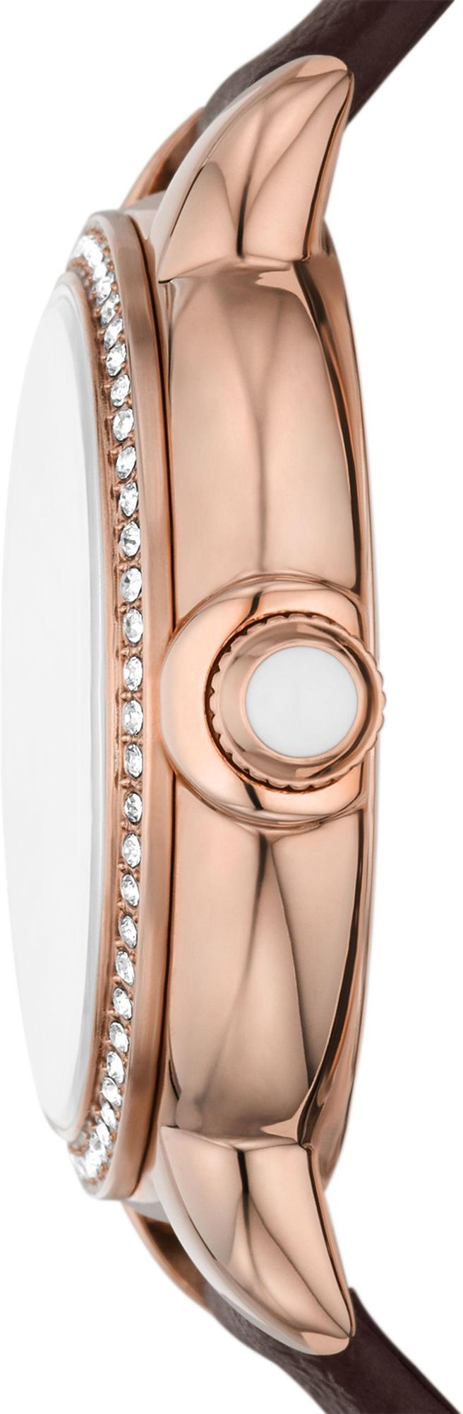 Emporio Armani Mia Moonphase Silver Dial Brown Leather Strap Watch For Women - AR11568