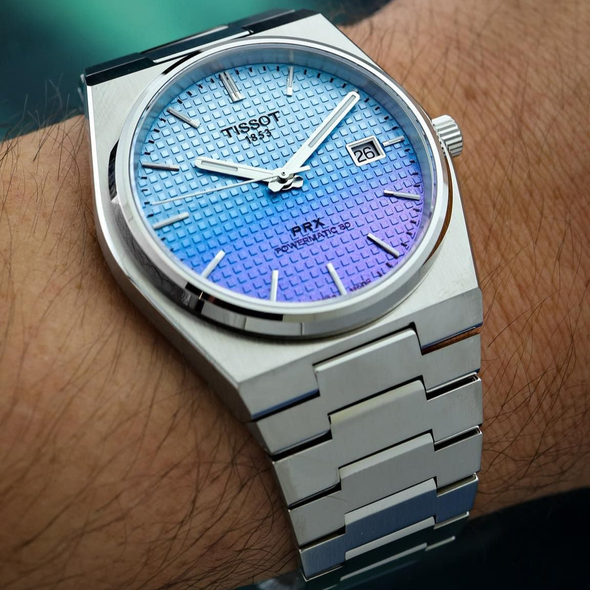 Tissot PRX Powermatic 80 Gradient Blue Dial Silver Steel Strap Watch for Men - T137.407.11.351.01