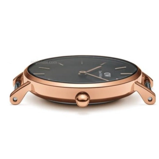 Daniel Wellington Classic Petite Bristol Black Dial Brown Leather Strap Watch For Women - DW00100165