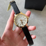 Tory Burch Collins White Dial Black Leather Strap Watch for Women - TBW1205