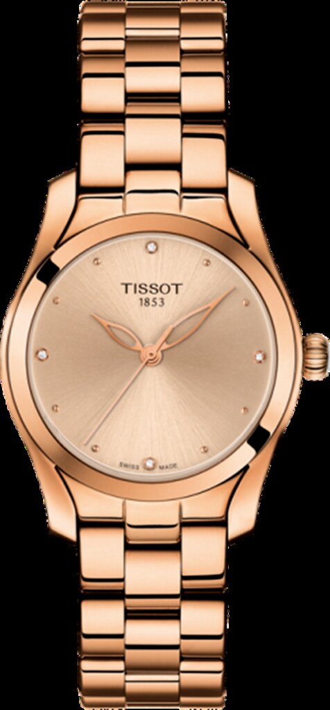 Tissot T Wave Rose Gold Dial Rose Gold Steel Strap Watch For Women - T112.210.33.456.00