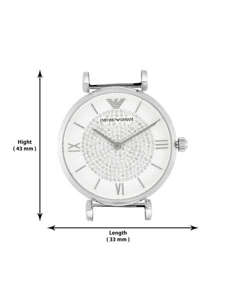 Emporio Armani Gianni T Bar White Crystal Pave Dial Silver Stainless Steel Strap Watch For Women - AR1925