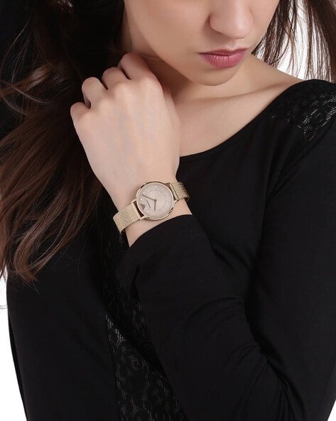 Emporio Armani Kappa Pink Dial Pink Mesh Bracelet Watch For Women - AR11129