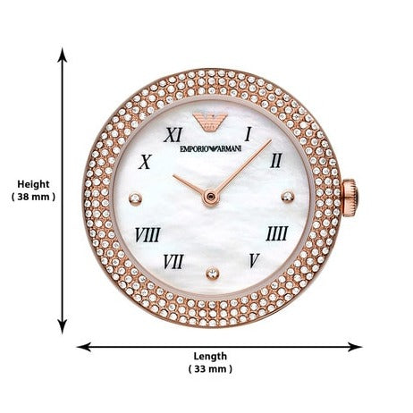 Emporio Armani Rosa Quartz Mother Of Pearl White Dial Black Leather Strap Watch For Women - AR11356
