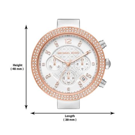 Michael Kors Parker Chronograph White Dial Two Tone Leather Strap Watch For Women - MK6950