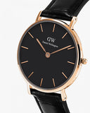 Daniel Wellington Classic Petite Reading Black Dial Black Leather Strap Watch For Women - DW00100223