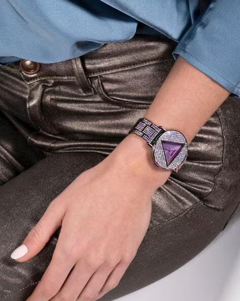 Guess Trend Diamonds Purple Dial Purple Steel Strap Watch for Women - GW0512L4