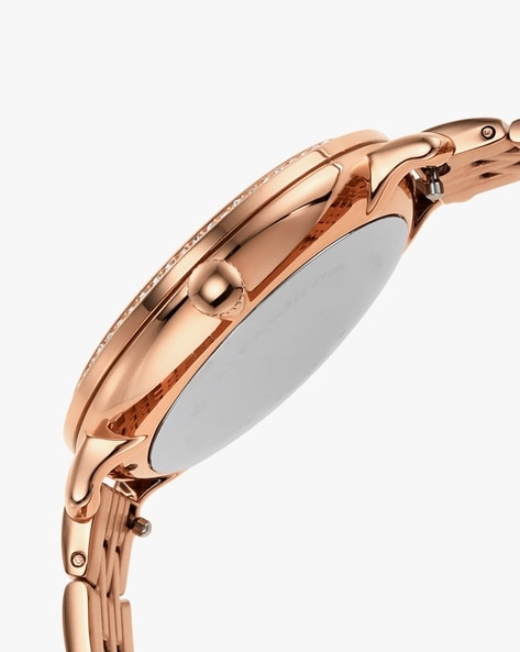 Fossil Jacqueline Analog Moonphase Mother of Pearl White Dial Rose Gold Steel Strap Watch for Women - ES5165