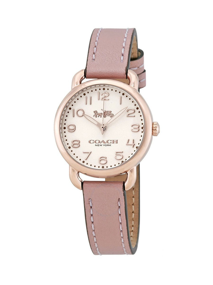 Coach Delancey Cream Dial Blush Pink Leather Strap Watch for Women - 14502750