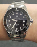 Tag Heuer Aquaracer Quartz Black Dial Silver Steel Strap Watch for Women - WAY131M.BA0748