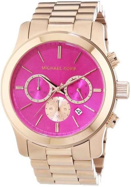 Michael Kors Runway Pink Dial Rose Gold Steel Strap Watch for Women - MK5931