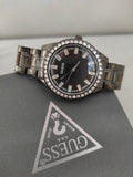 Guess Sparkler Diamonds Black Dial Black Steel Strap Watch for Women - GW0111L4