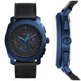 Fossil Machine Chronograph Black Dial Black Leather Strap Watch for Men - FS5361