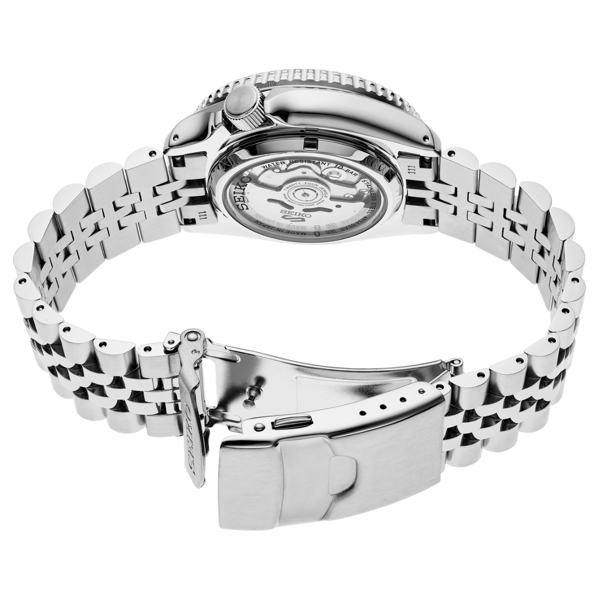 Seiko 5 Sports SKX GMT Automatic Green Dial Silver Steel Strap Watch For Men - SSK035K1