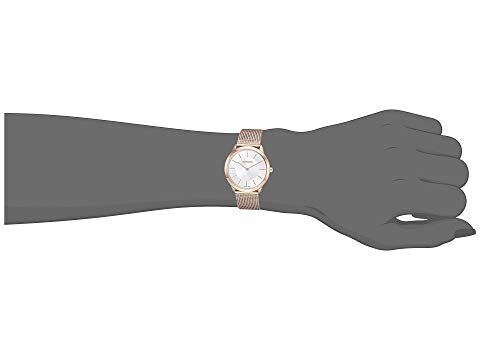 Calvin Klein Minimal White Dial Rose Gold Mesh Bracelet Watch for Women - K3M22626