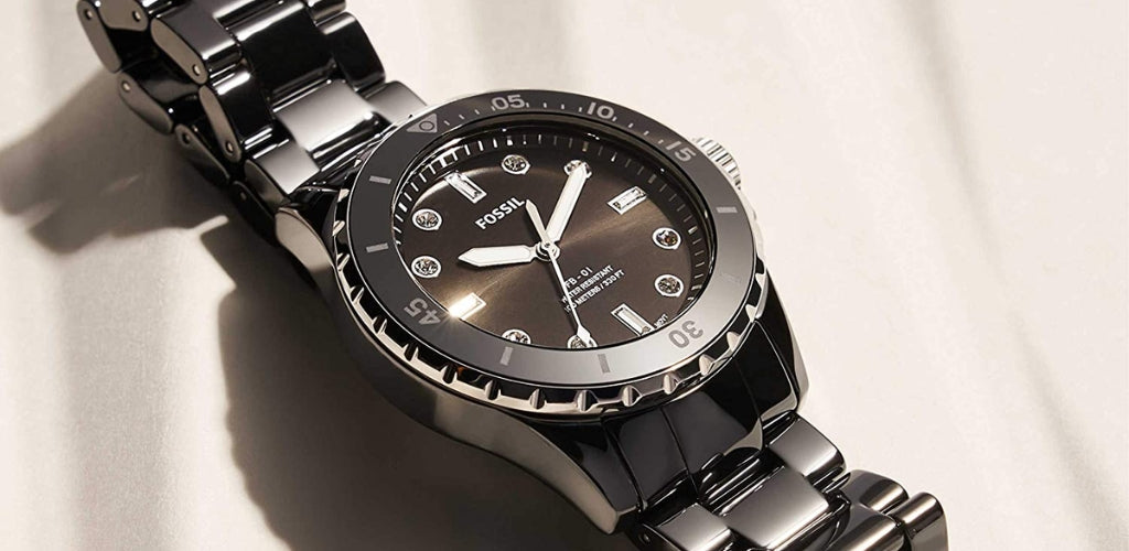 Fossil FB-01 Three-Hand Black Dial Black Ceramic Strap Watch for Women - CE1108