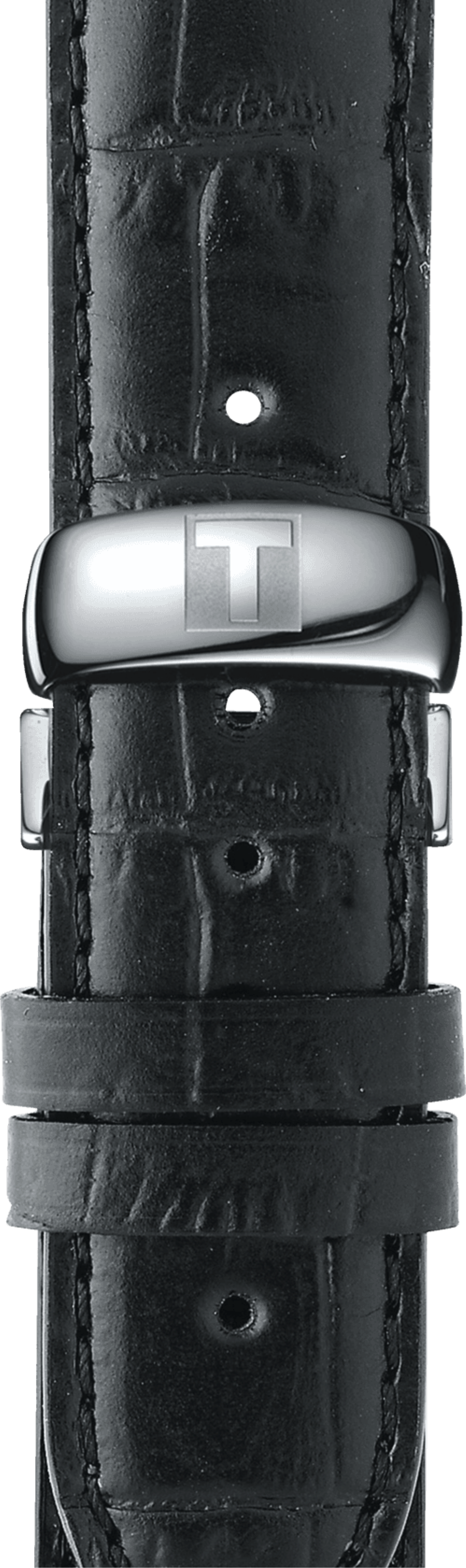 Tissot Automatics III Day Date Black Dial Black Leather Strap Watch For Men - T065.430.16.051.00