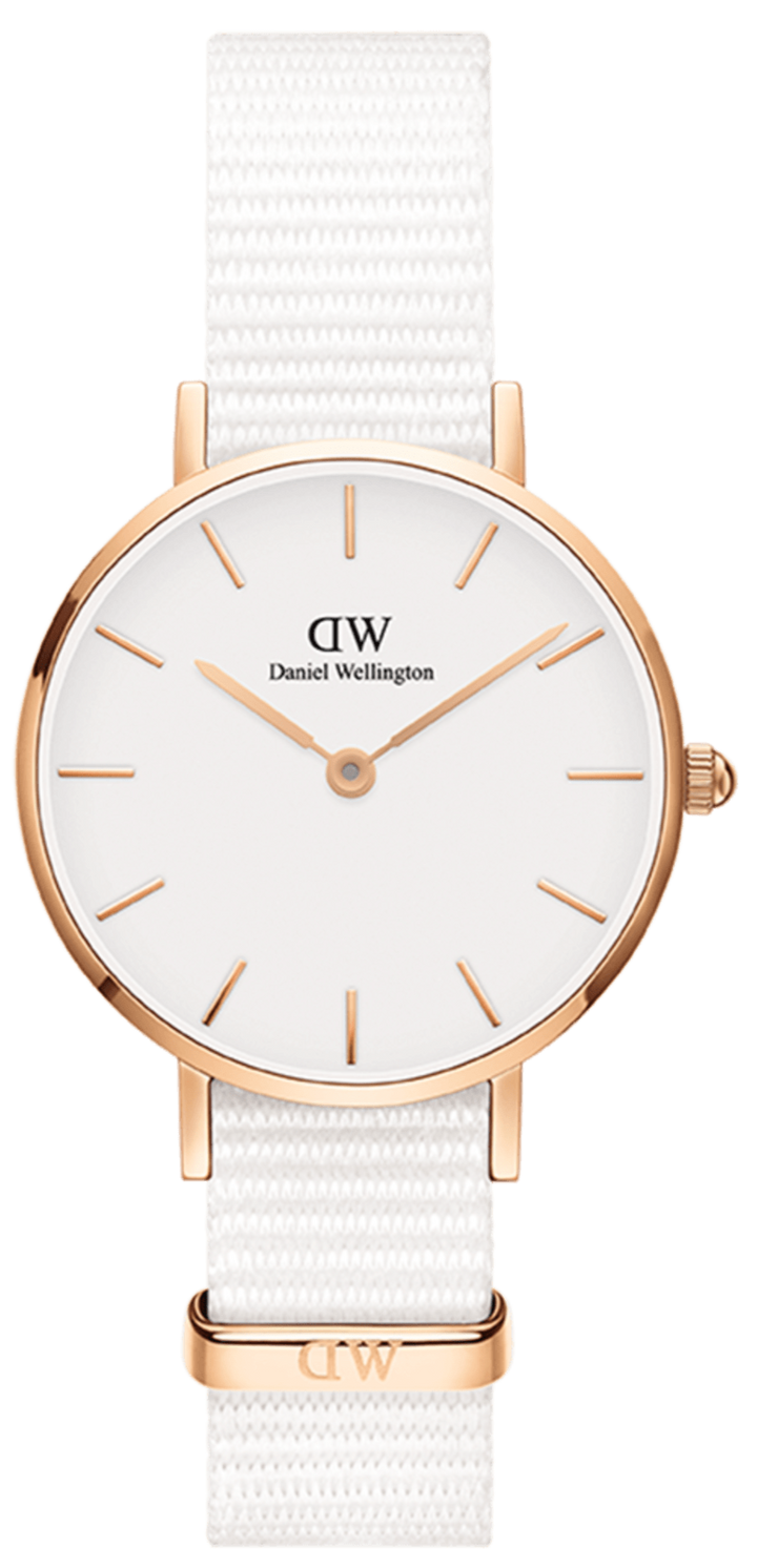 Daniel Wellington Classic Petite Dover White Dial White Nylon Strap Watch For Women - DW00100313