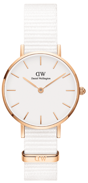 Daniel Wellington Classic Petite Dover White Dial White Nylon Strap Watch For Women - DW00100313