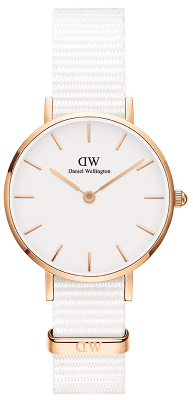 Daniel Wellington Classic Petite Dover White Dial White Nylon Strap Watch For Women - DW00100313