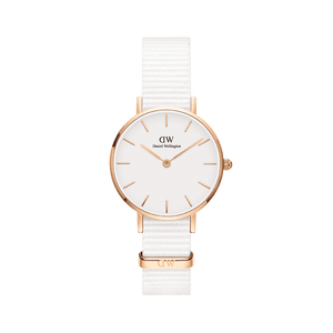 Daniel Wellington Classic Petite Dover White Dial White Nylon Strap Watch For Women - DW00100313