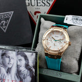 Guess Jet Setter White Dial Turquoise Silicone Strap Watch For Women - W0564L3