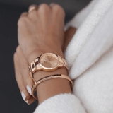 Daniel Wellington Iconic Link Unitone Rose Gold Dial Rose Gold Steel Strap Watch For Women - DW00100401