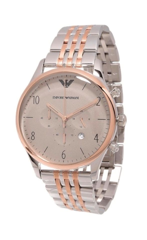 Emporio Armani Beta Chronograph Grey Dial Two Tone Steel Strap Watch For Men - AR1864