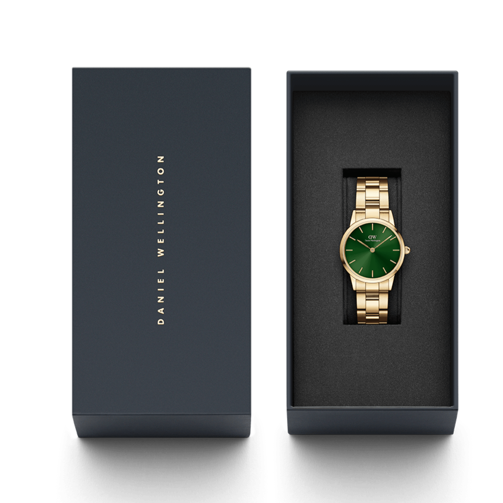Daniel Wellington Iconic Link Emerald Green Dial Rose Gold Steel Strap Watch For Women - DW00100419
