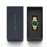 Daniel Wellington Iconic Link Emerald Green Dial Rose Gold Steel Strap Watch For Women - DW00100419