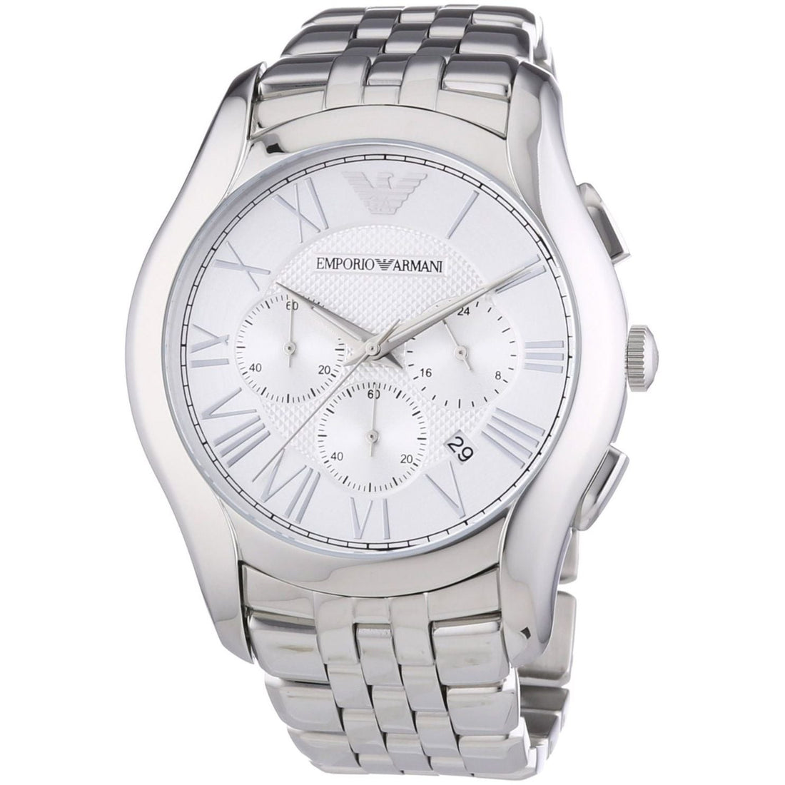 Emporio Armani Velente Chronograph Quartz Silver Dial Silver Steel Strap Watch For Men - AR1702