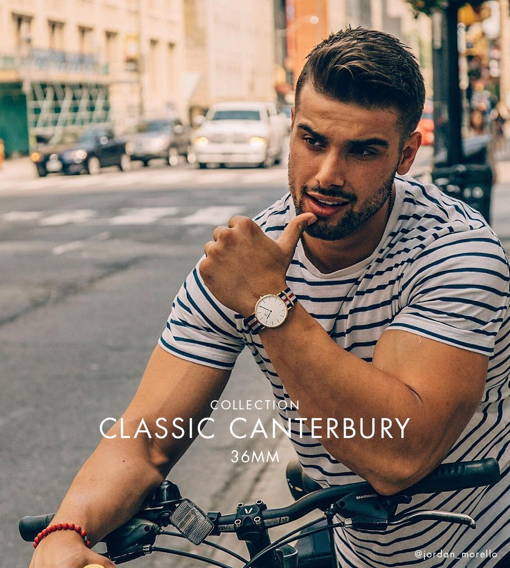 Daniel Wellington Classic Canterbury White Dial Two Tone NATO Strap Watch For Women - DW00100030