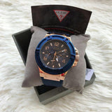 Guess Rigor Blue Dial Blue Silicone Strap Watch For Men - W0247G3