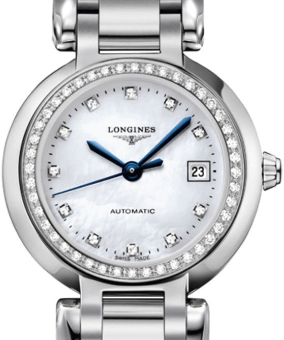 Longines PrimaLuna 26.5mm Automatic White Mother of Pearl Dial Silver Stainless Steel Watch for Women - L8.111.0.87.6