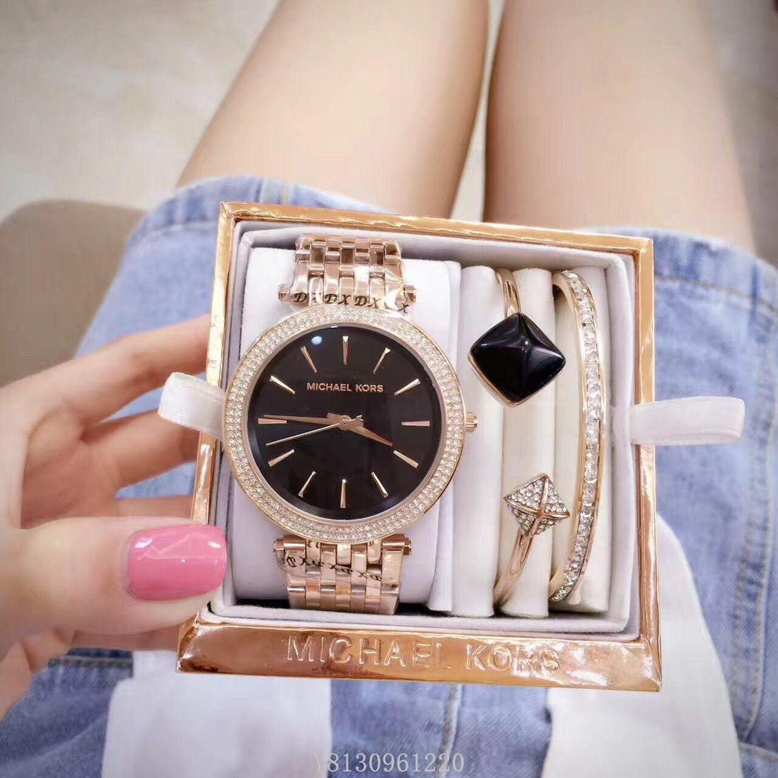 Michael Kors Darci Black Dial Rose Gold Steel Strap Watch for Women - MK3402