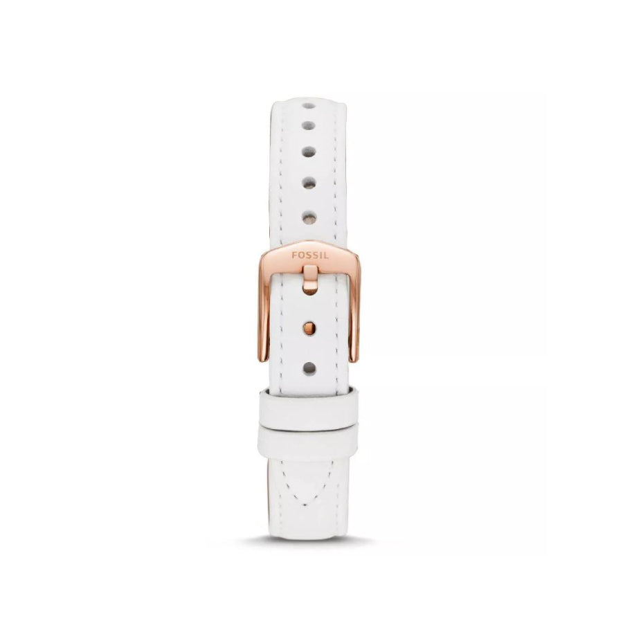 Fossil Jacqueline Quartz Mother of Pearl White Dial White Leather Strap Watch for Women - ES4579