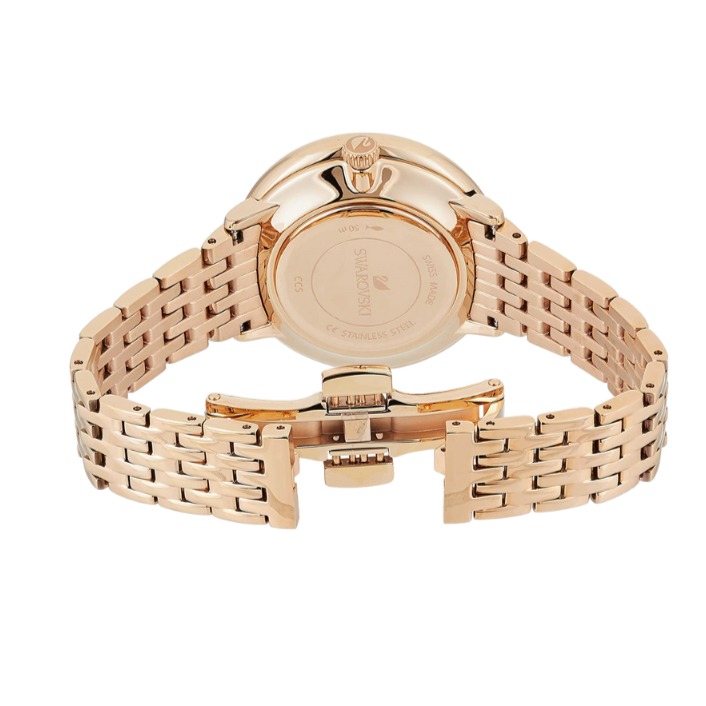 Swarovski Crystalline Chic Analog Black Dial Rose Gold Steel Strap Watch for Women - 5544587