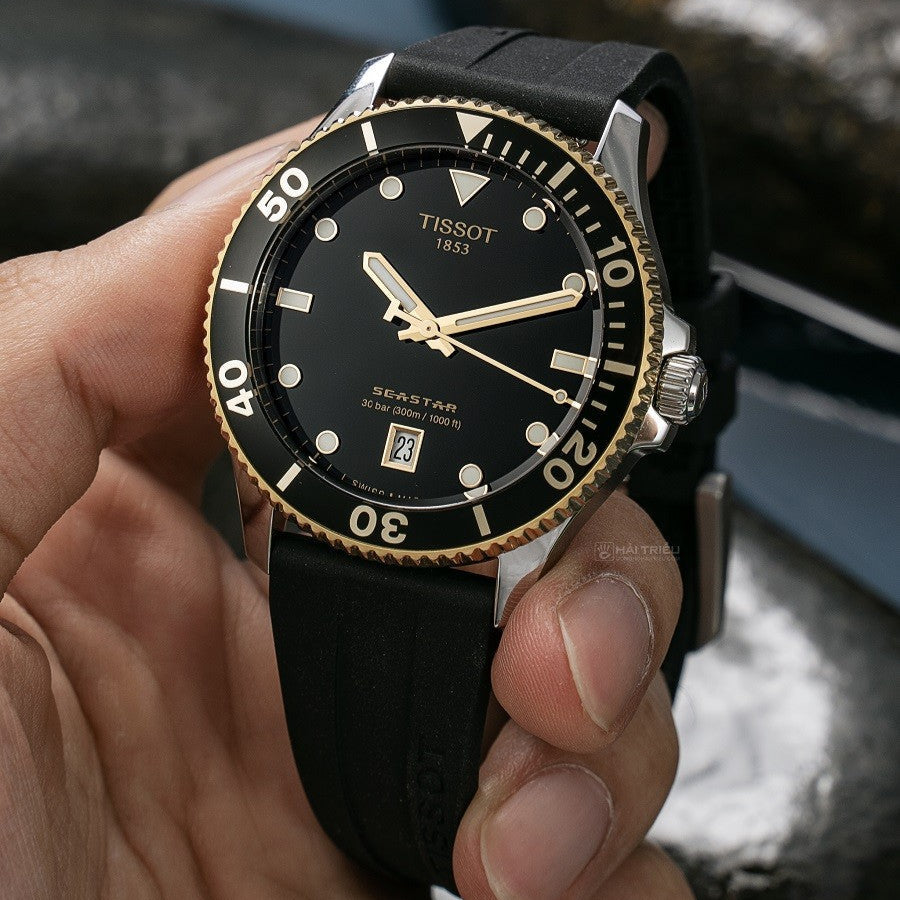 Tissot Seastar 1000 Black Dial Black Rubber Strap Watch For Men - T120.410.27.051.00