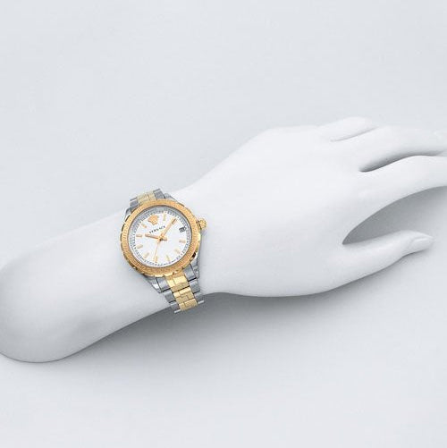 Versace Hellenyium Silver Dial Two Tone Steel Strap Watch for Women - V12030015