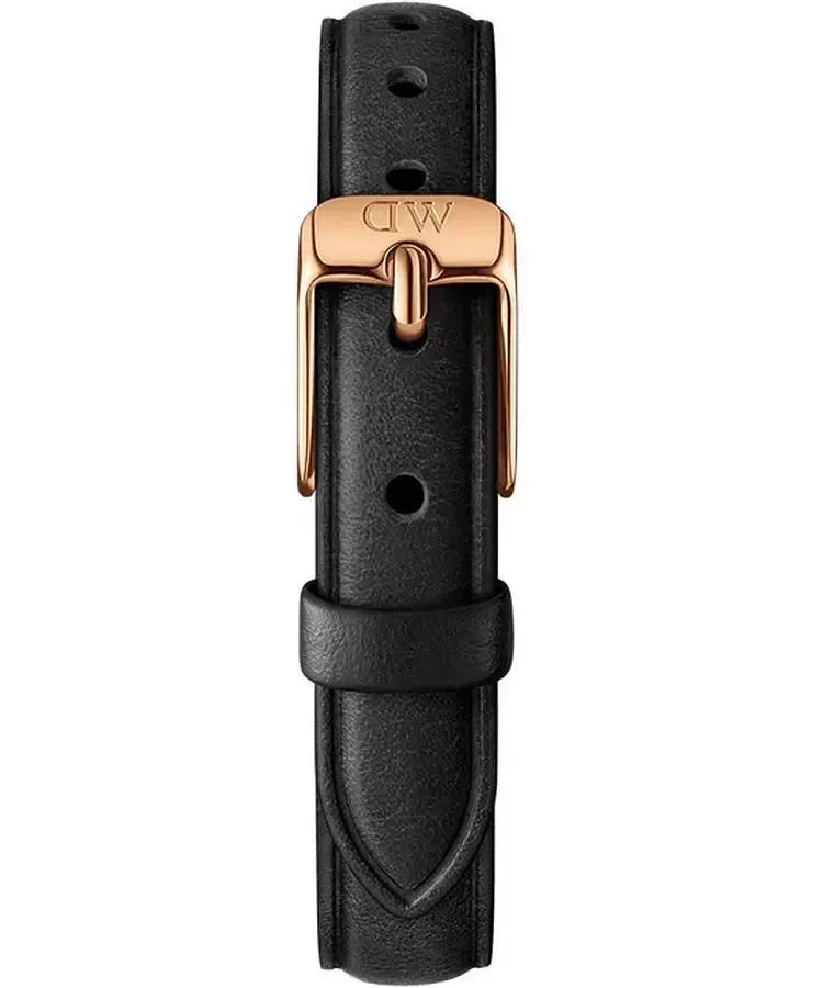 Daniel Wellington Quadro White Dial Black Leather Strap Watch For Women - DW00100434