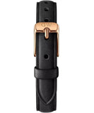 Daniel Wellington Quadro White Dial Black Leather Strap Watch For Women - DW00100434