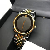 Movado Museum Classic Black Dial Two Tone Steel Strap Watch For Women - 0606605