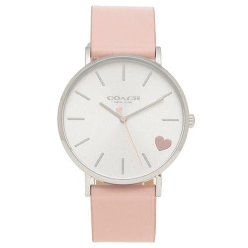 Coach Perry Silver Dial Pink Leather Strap Watch for Women - 14503516