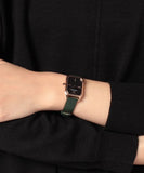 Emporio Armani Gioia Analog Black Mother of Pearl Dial Green Leather Strap Watch For Women - AR11149